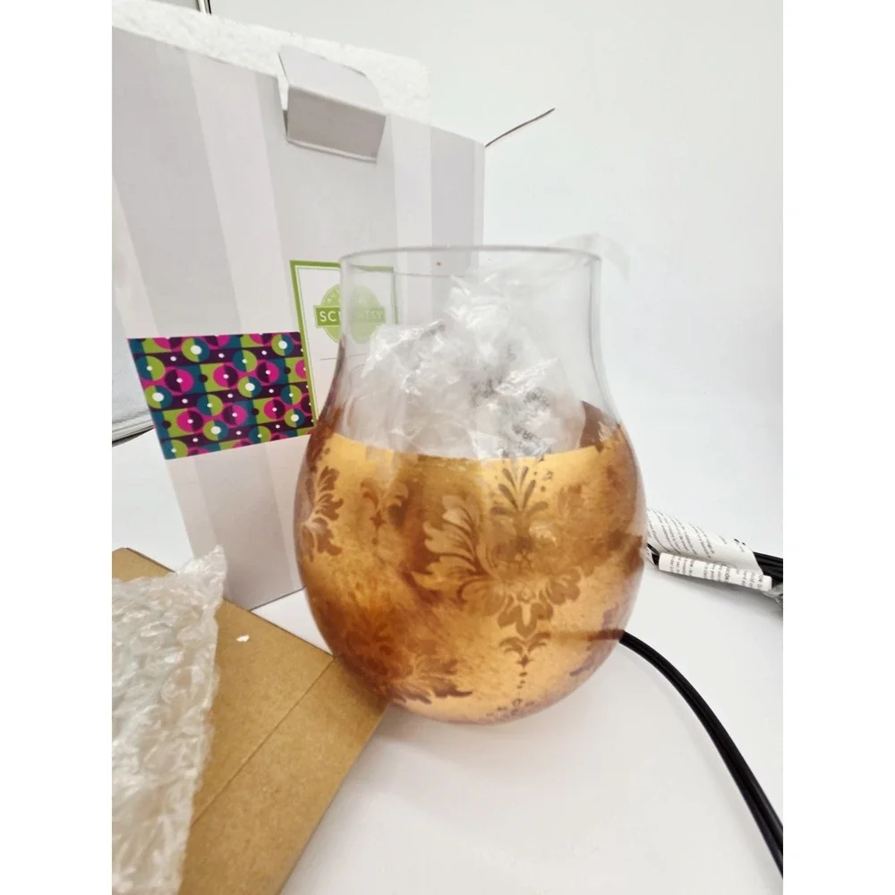 Scentsy Glamour Time Warmer Victorian Glass Etched Floral Electric Wax Melt